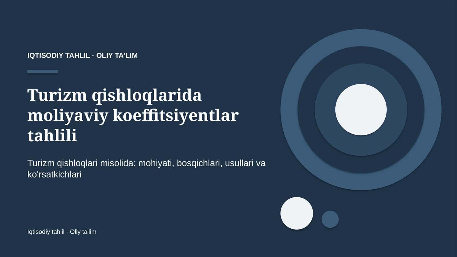 Turizm qishloqlarida moliyaviy koeffitsiyentlar tahlili