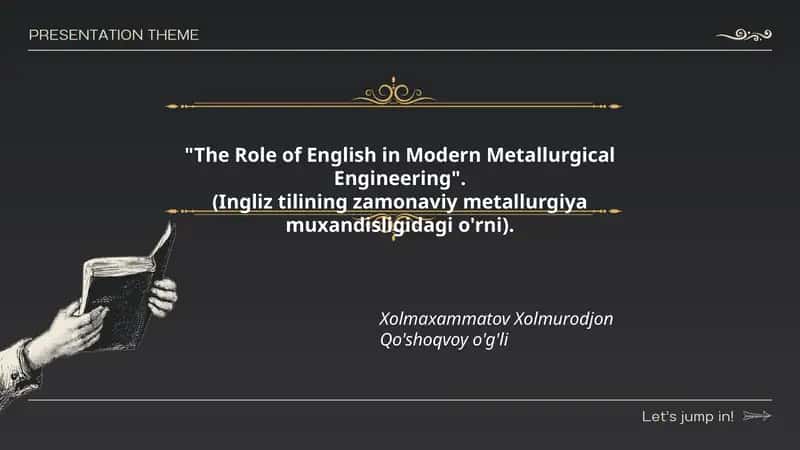 Ingliz tilining zamonaviy metallurgiya muxandisligidagi o'rni