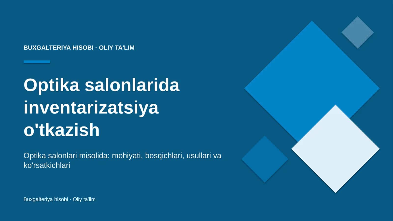 Optika salonlarida inventarizatsiya o'tkazish