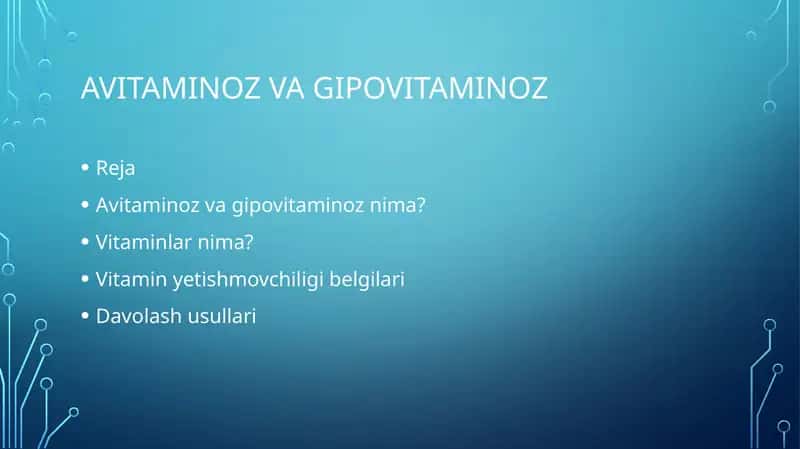 Avitaminoz va gipovitaminoz