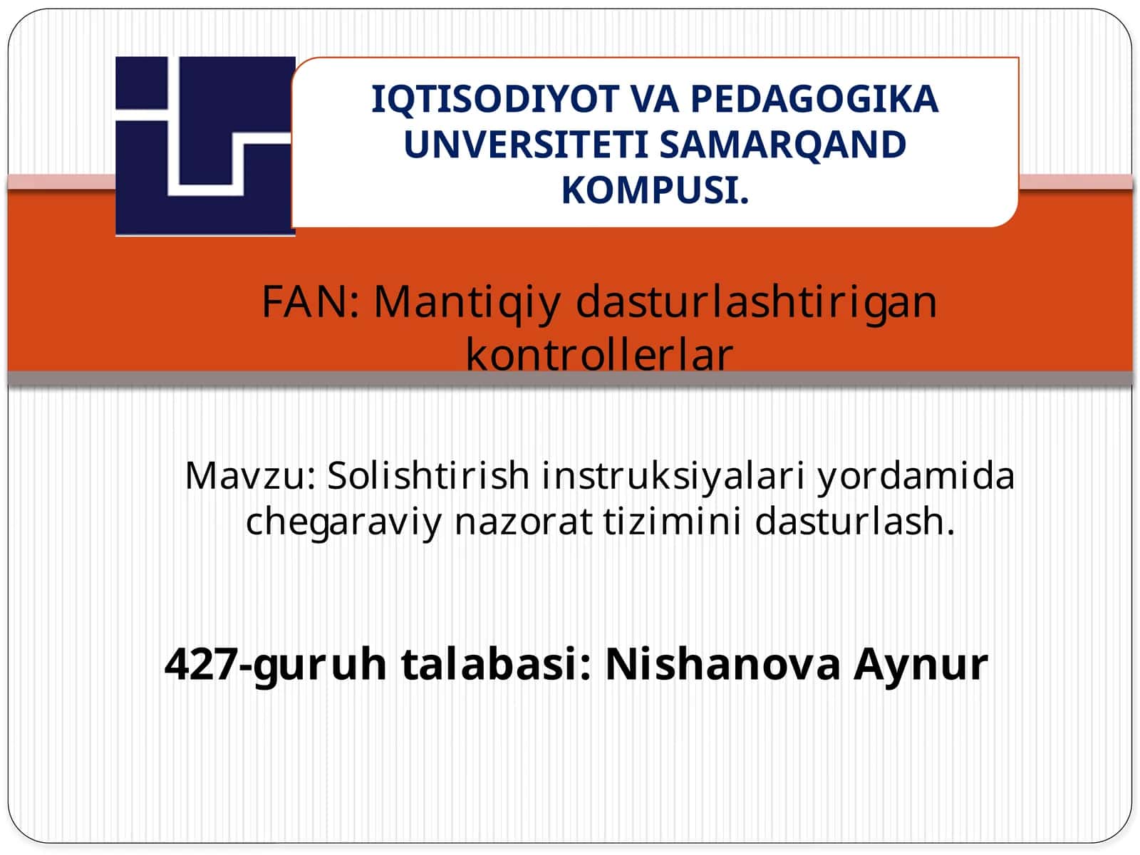 Solishtirishinstruksiyalariyordamidachegaraviynazorattiziminidasturlash