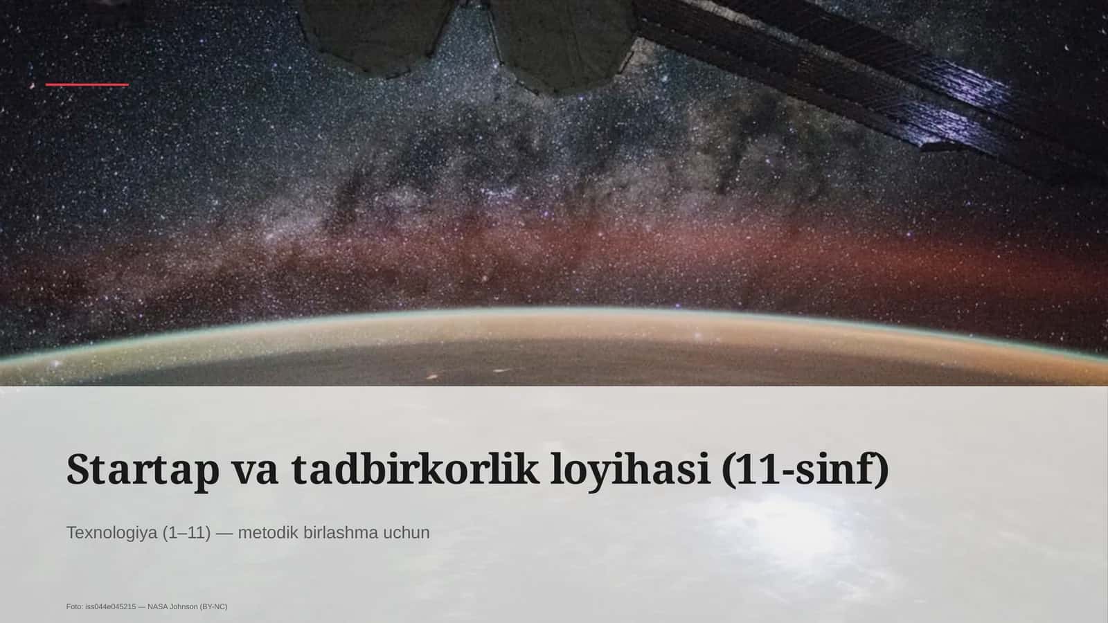 Startap va tadbirkorlik loyihasi (11-sinf)