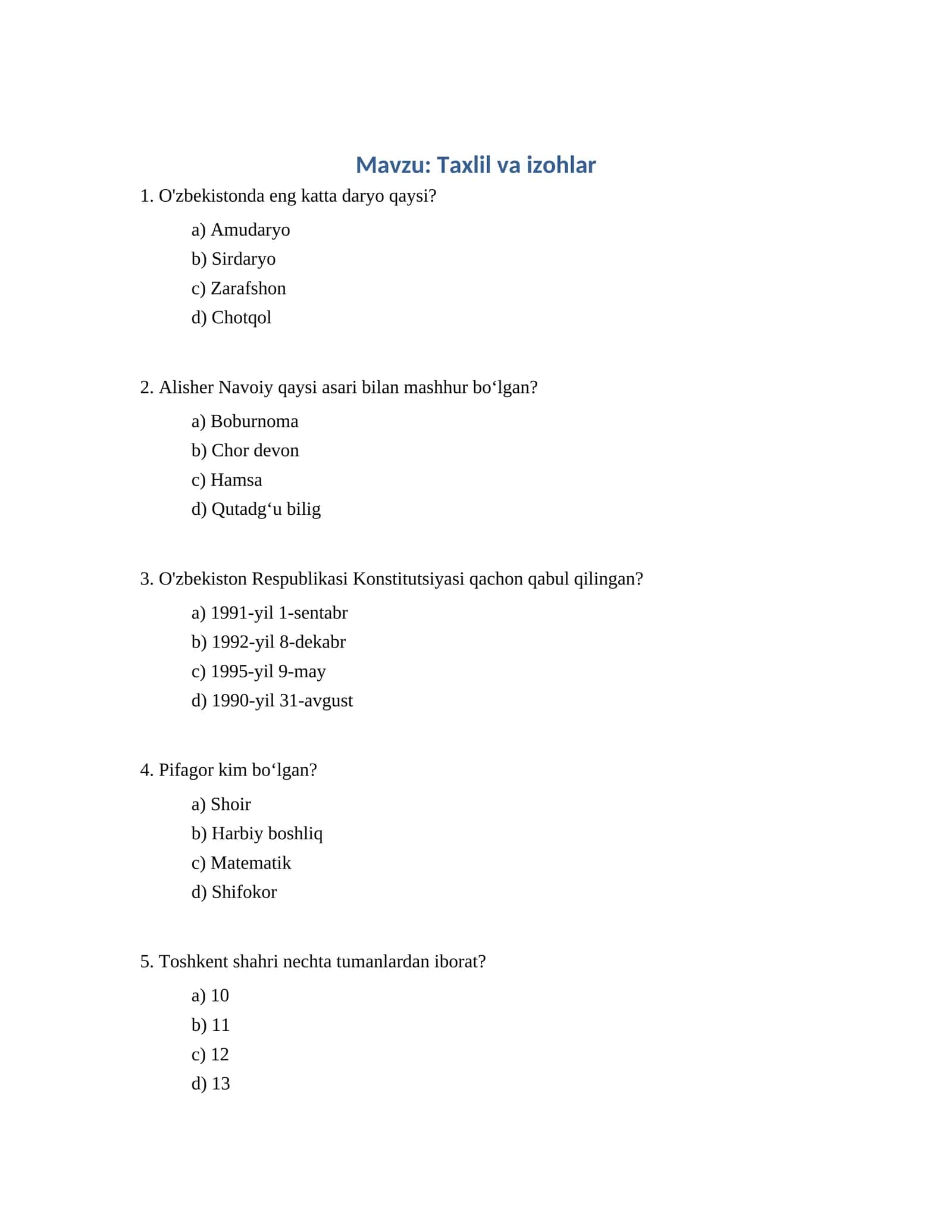 Taxlil va izohlar