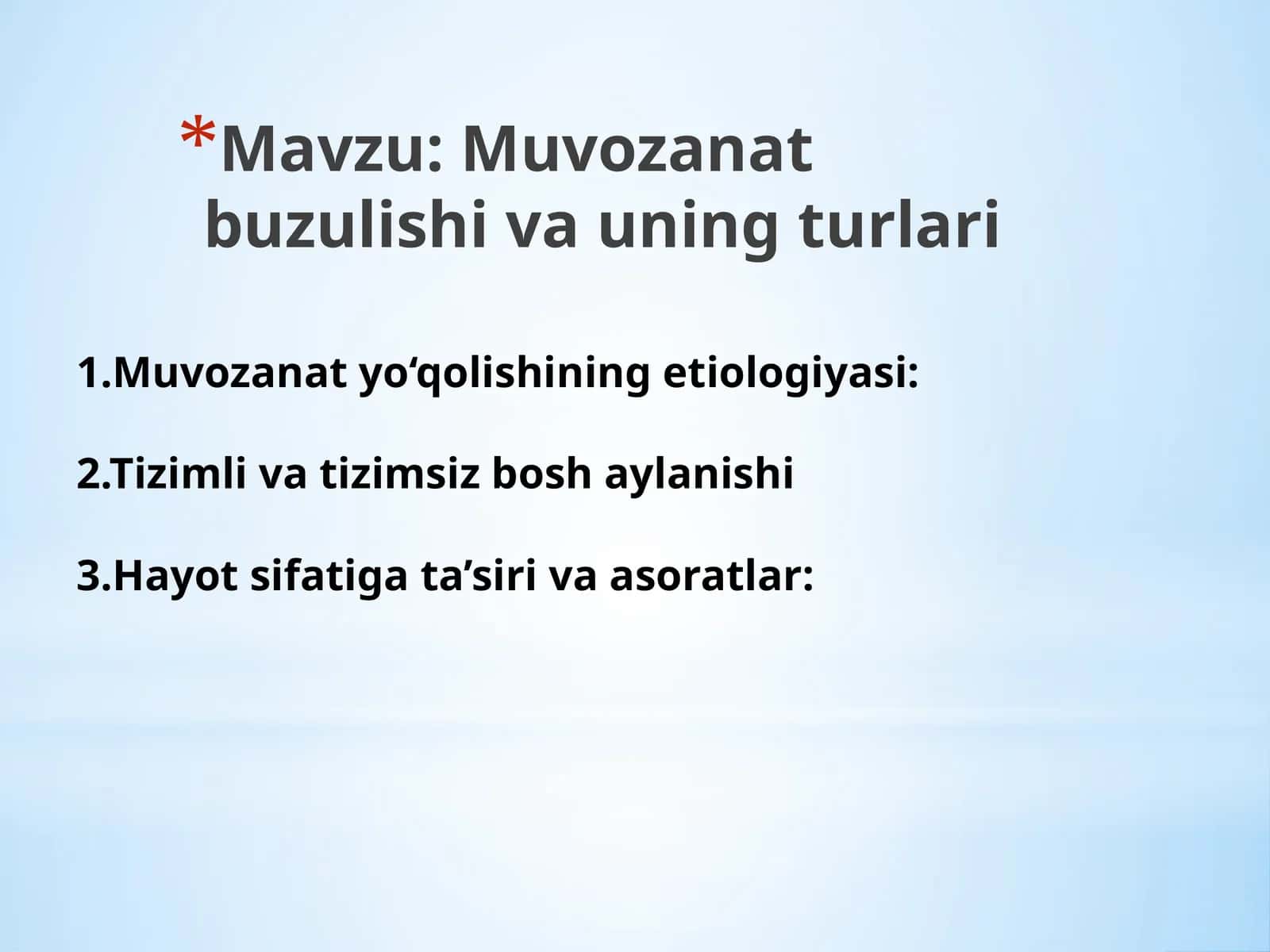 Muvozanat buzulishi va uning turlari