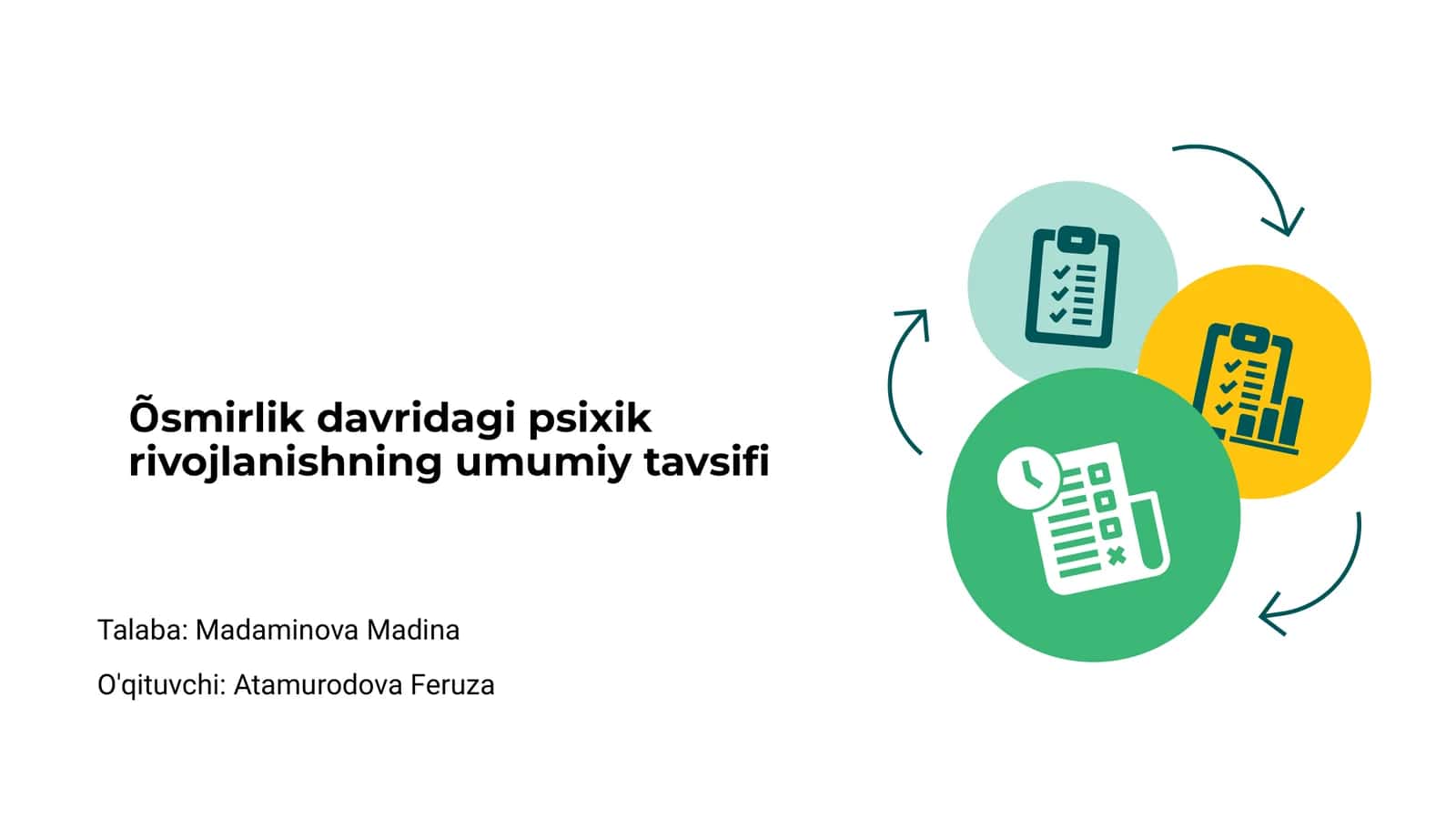 Psixik rivojlanishning umumiy tavsifi