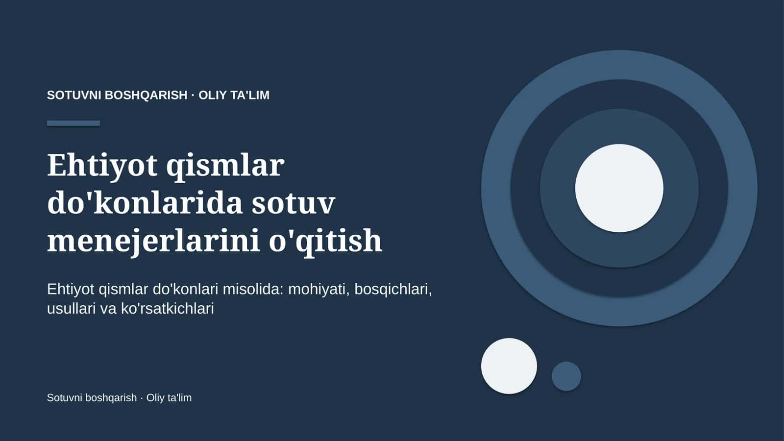 Ehtiyot qismlar do'konlarida sotuv menejerlarini o'qitish