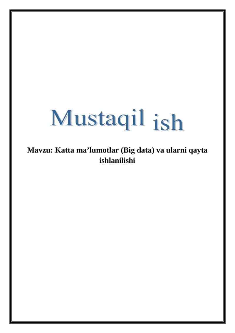 Katta ma’lumotlar (Big data)