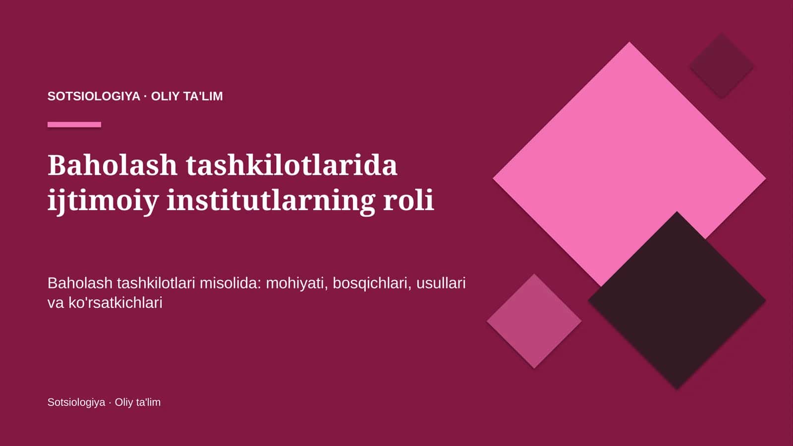 Sotsiologiya · Oliy ta'lim