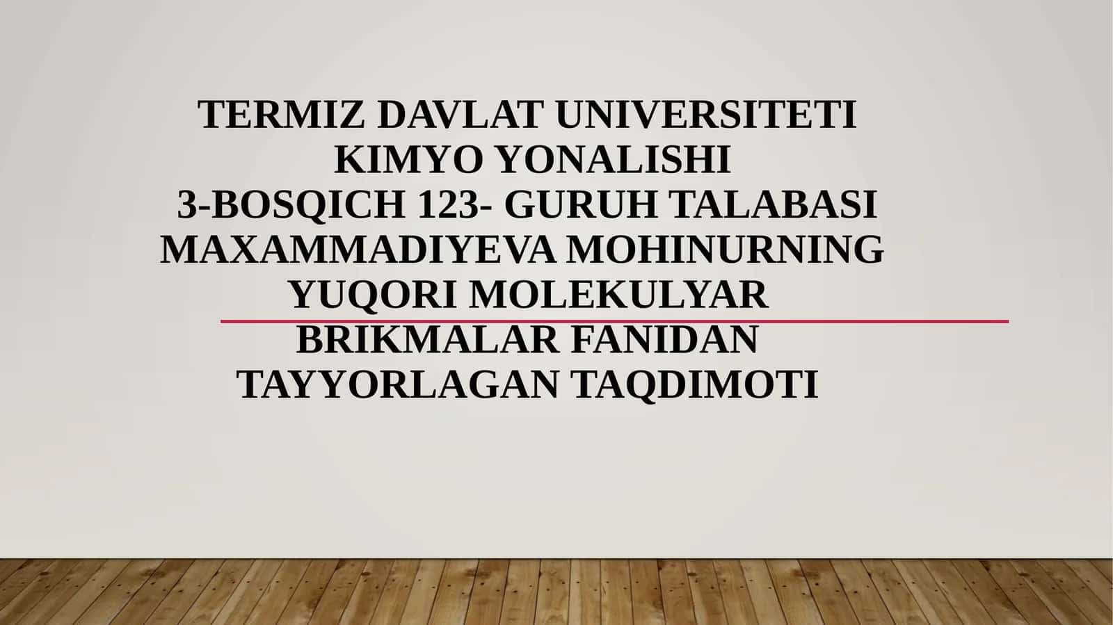 Yuqori molekulyar birikmalar
