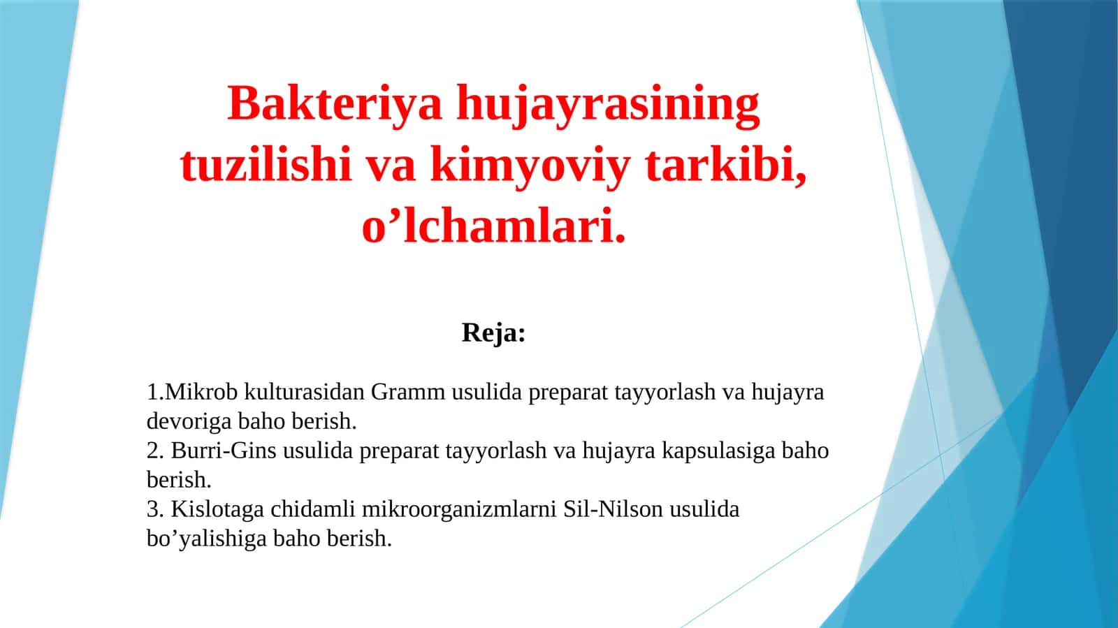 Bakteriya hujayrasining tuzilishi va kimyoviy tarkibi