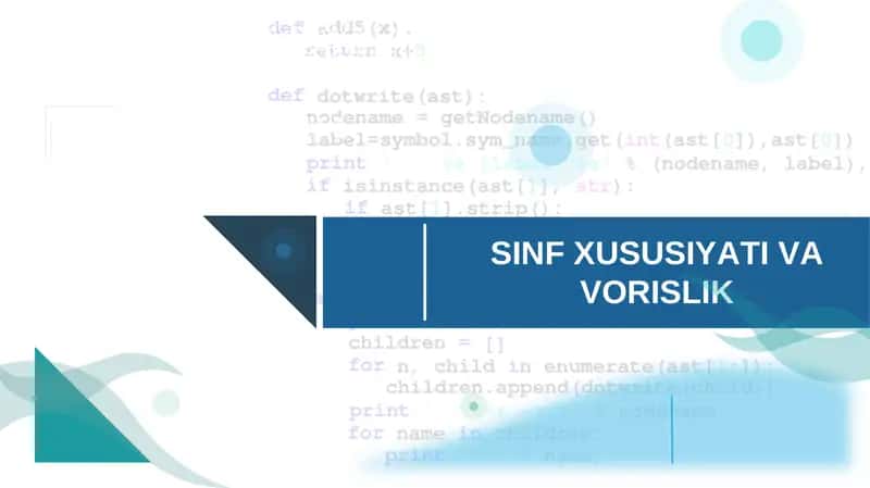 SINF XUSUSIYATI VA VORISLIK