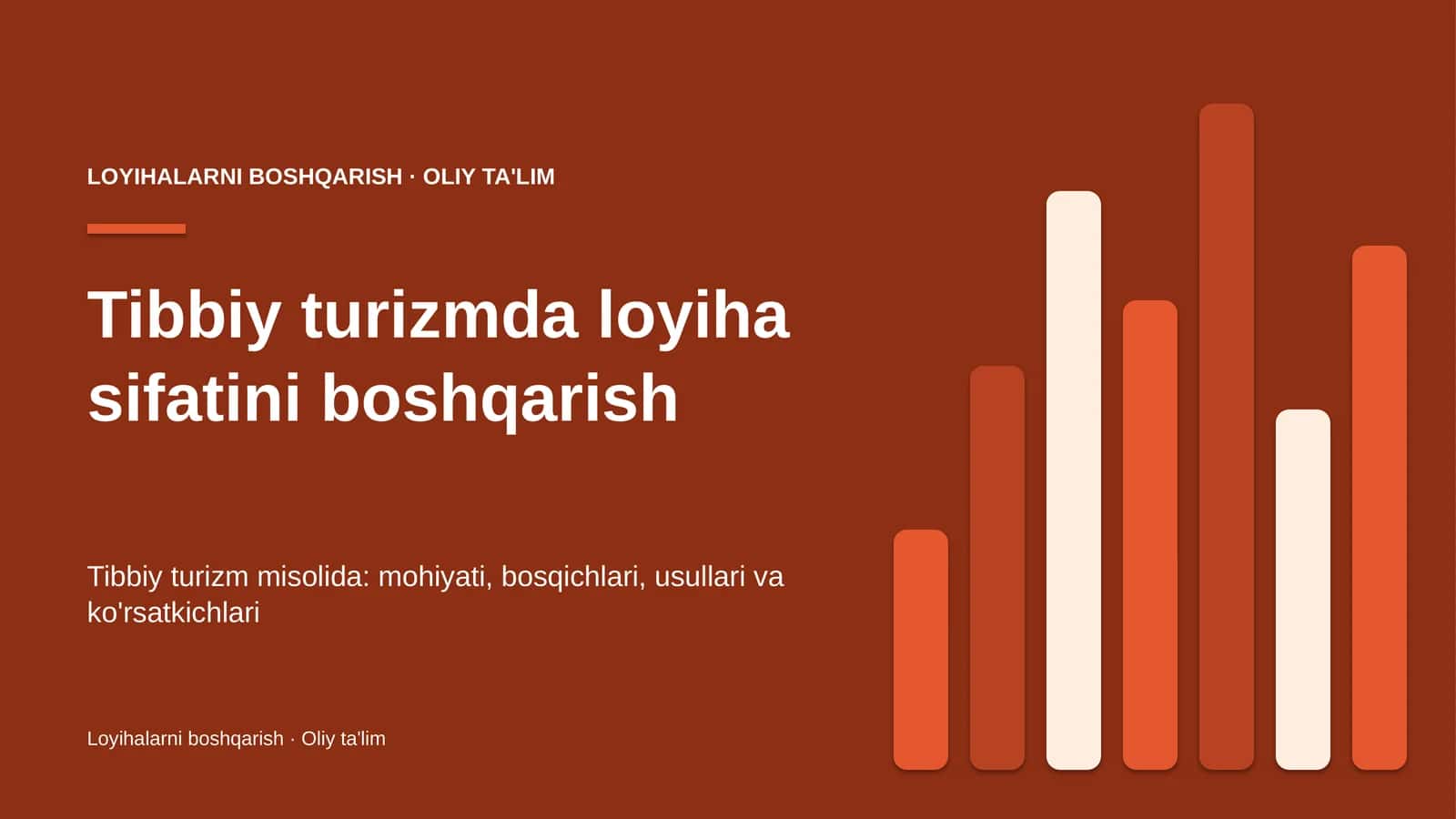 Tibbiy turizmda loyiha sifatini boshqarish