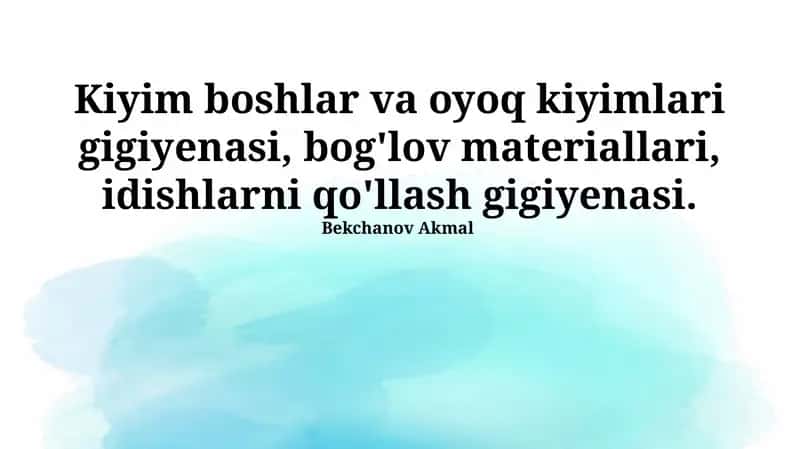 Bogʻlovchi va idishlar gigienasi
