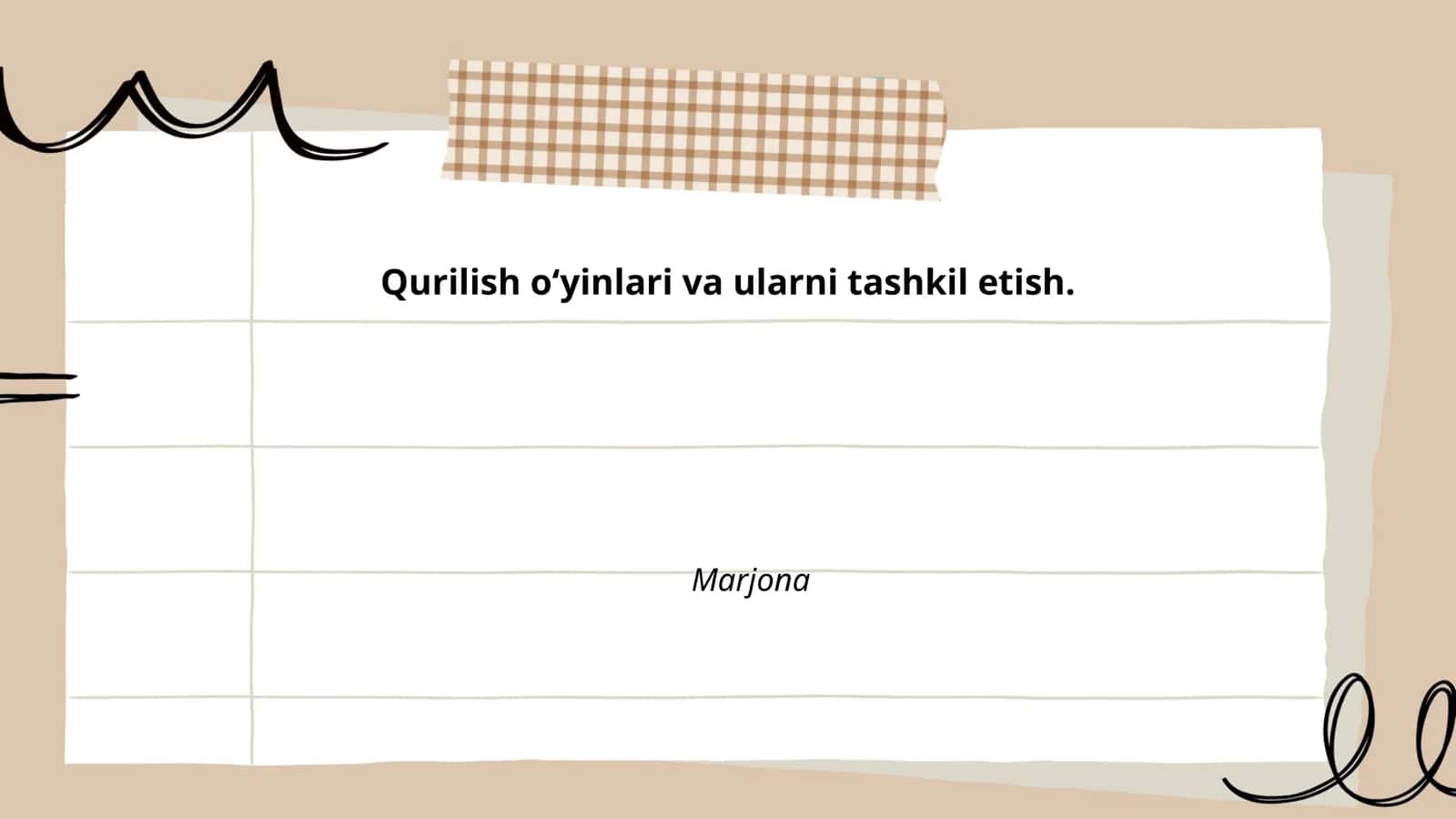 Qurilish o‘yinlari va ularni tashkil etish