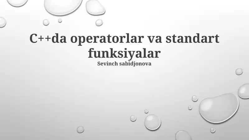 C++da operatorlar va standart funksiyalar