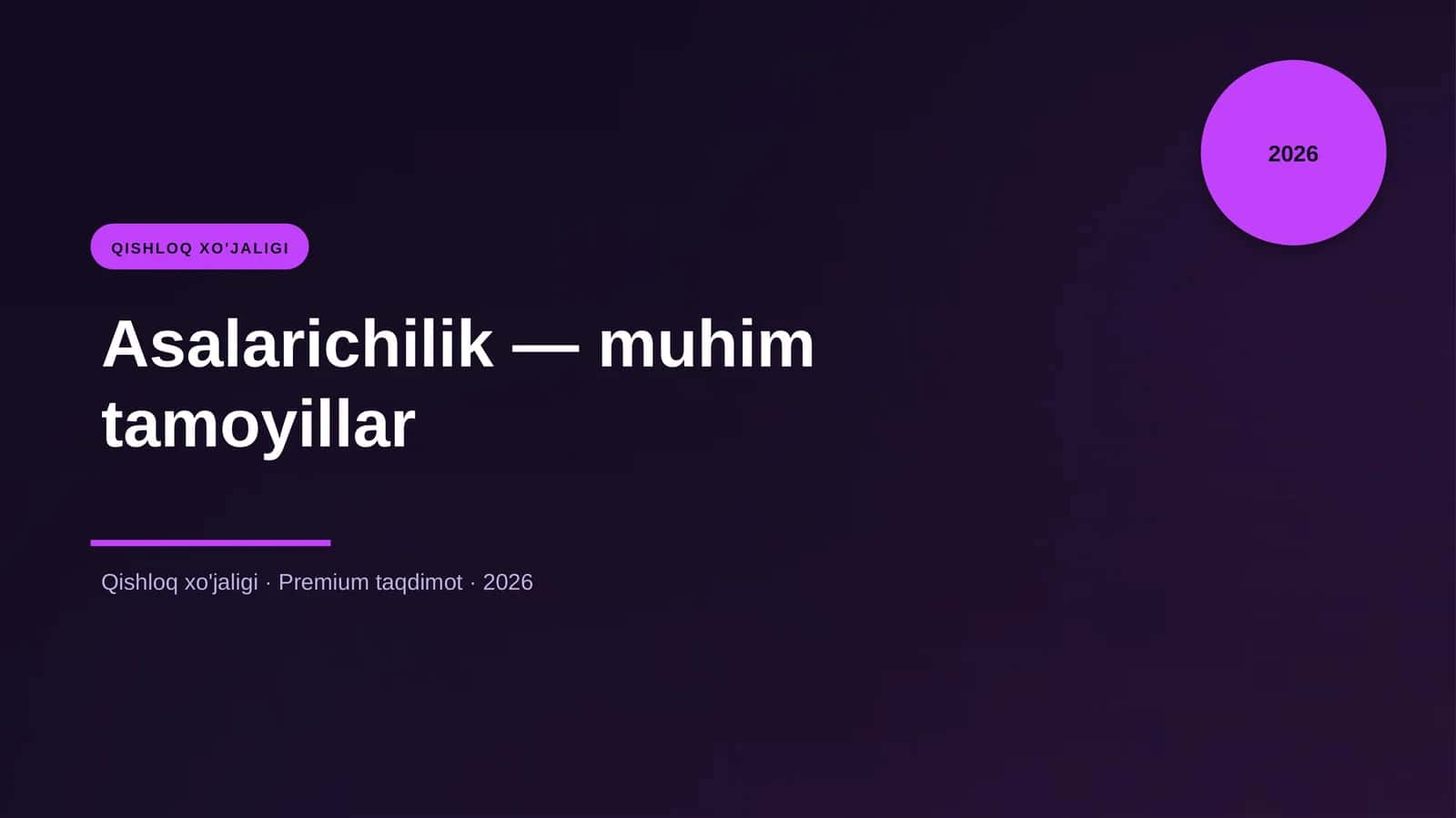 Asalarichilik - muhim tamoyillar