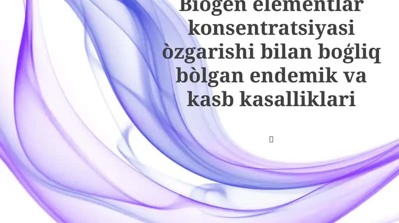 Biogen Elementlarning Tezgarishlari va Kasalliklarning Paydo Bo'lishi