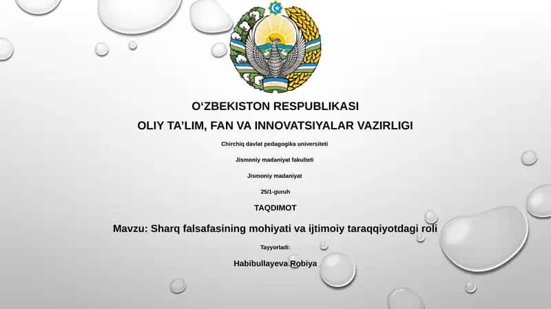 Sharq falsafasining mohiyati va ijtimoiy taraqqiyotdagi roli