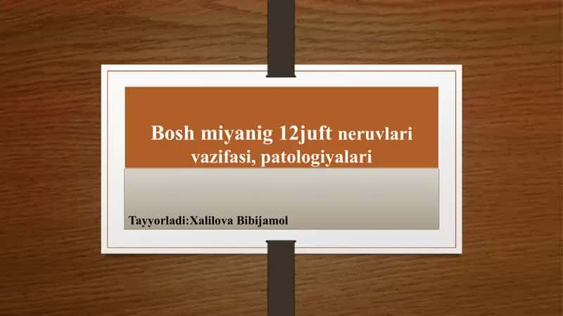 Bosh miyanig 12 juft nervlari vazifasi, patologiyalari