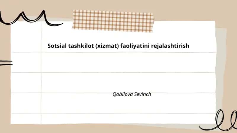 Sotsial tashkilot (xizmat) faoliyatini rejalashtirish