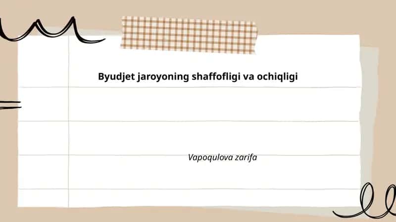 Byudjet jaroyoning shaffofligi va ochiqligi