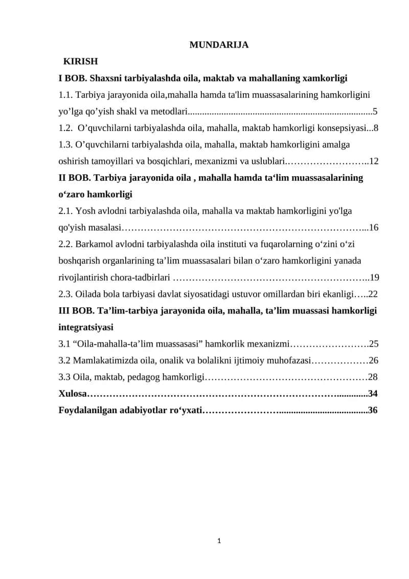 Shaxsni tarbiyalashda oila, maktab va mahallaning xamkorligi