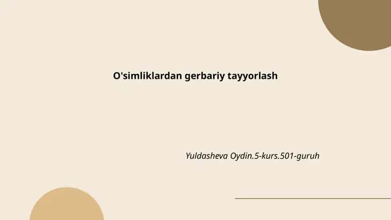 O'simliklardan gerbariy tayyorlash