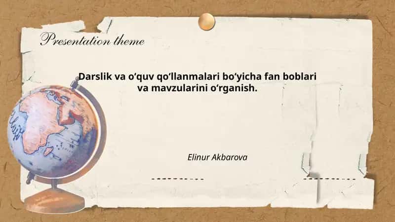Darslik va oʻquv qoʻllanmalari boʻyicha fan boblari va mavzularini oʻrganish