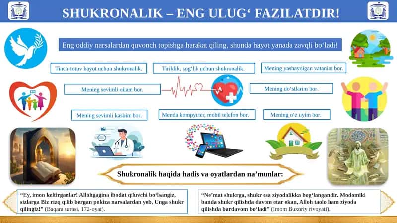 Shukronalik – eng ulug‘fazilatdir!