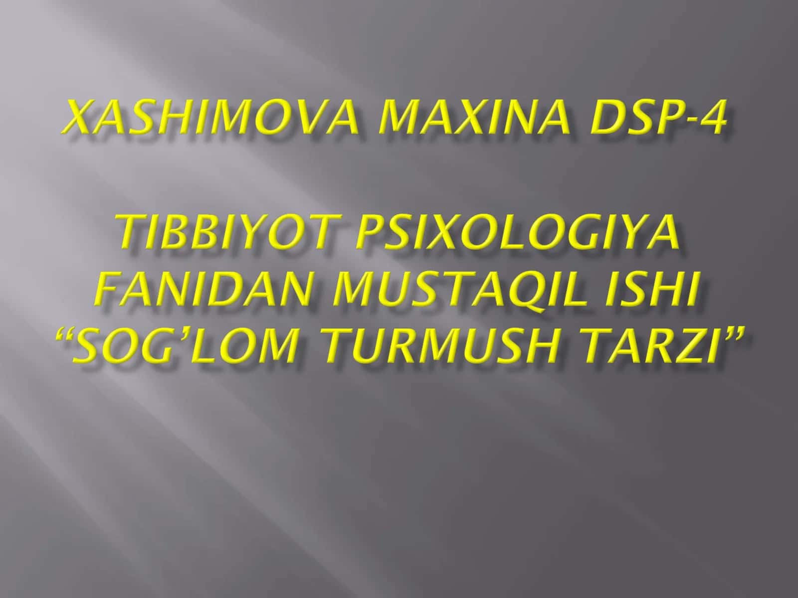 Sog’lom turmush tarzi