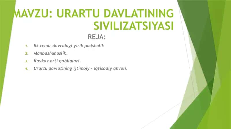 URARTU DAVLATINING SIVILIZATSIYASI