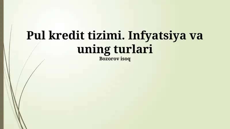 Kredit Tizimi va Inflyatsiya
