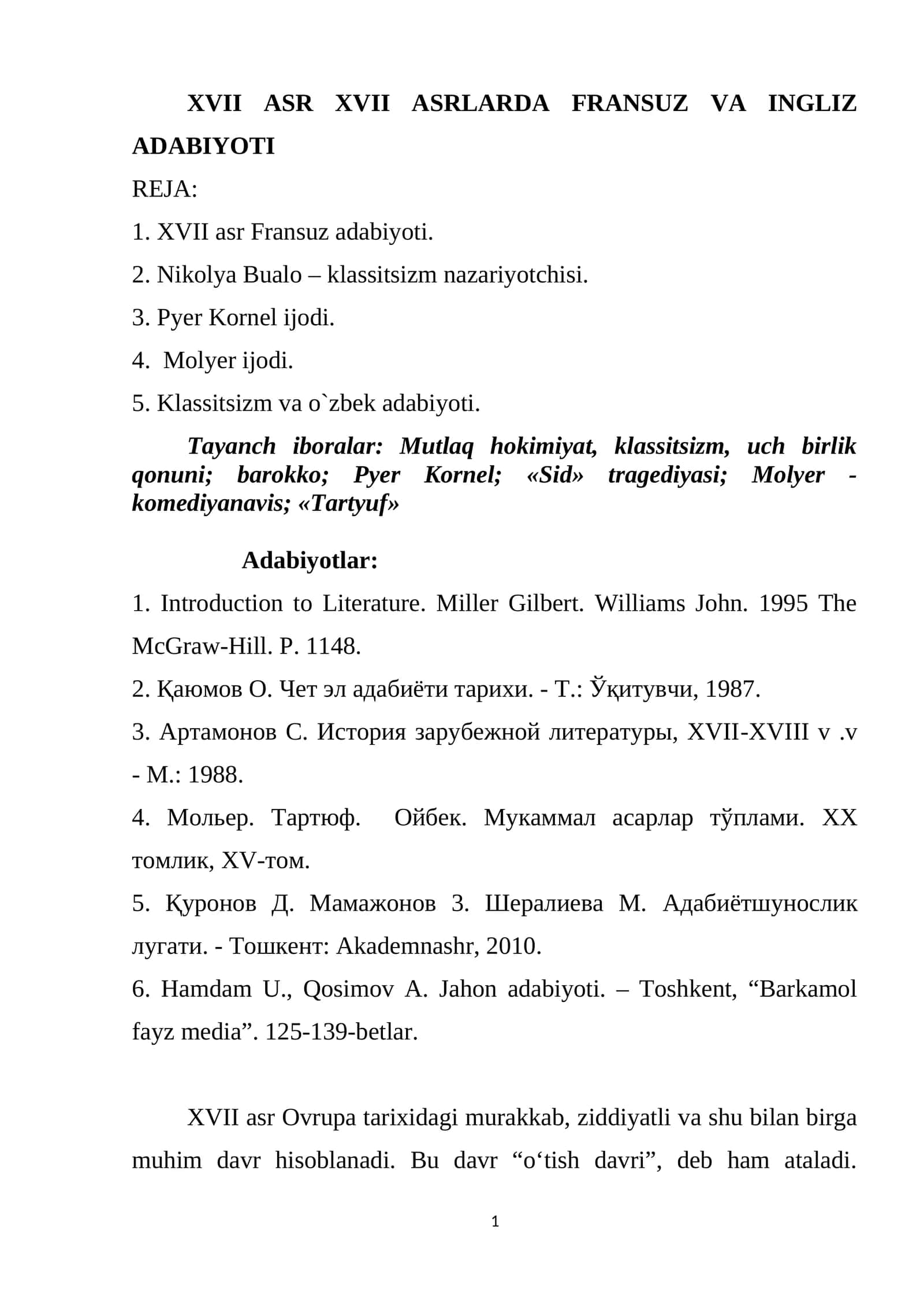 Klassitsizm adabiyoti