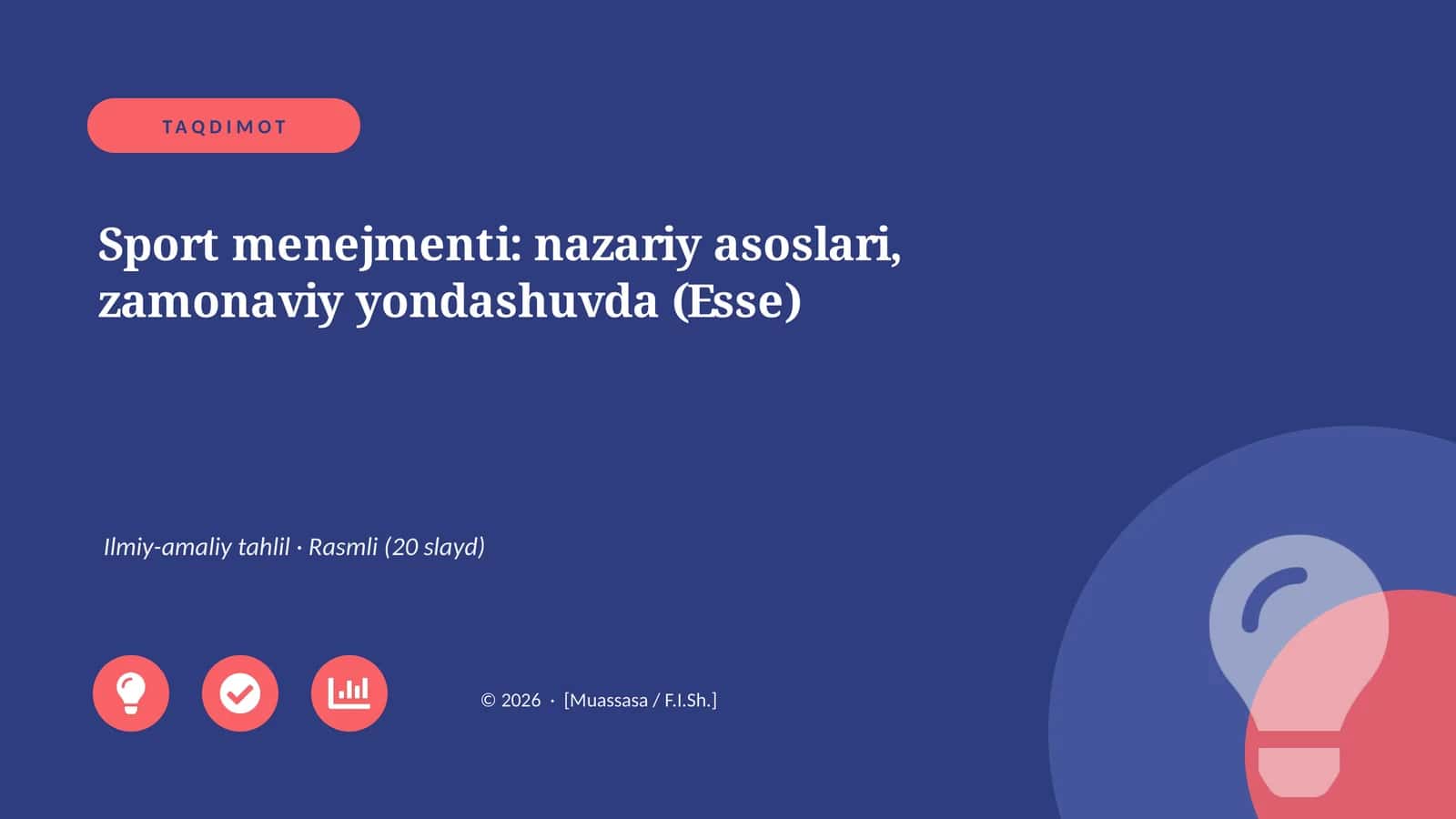 Sport menejmenti: nazariy asoslari, zamonaviy yondashuvda (Esse)