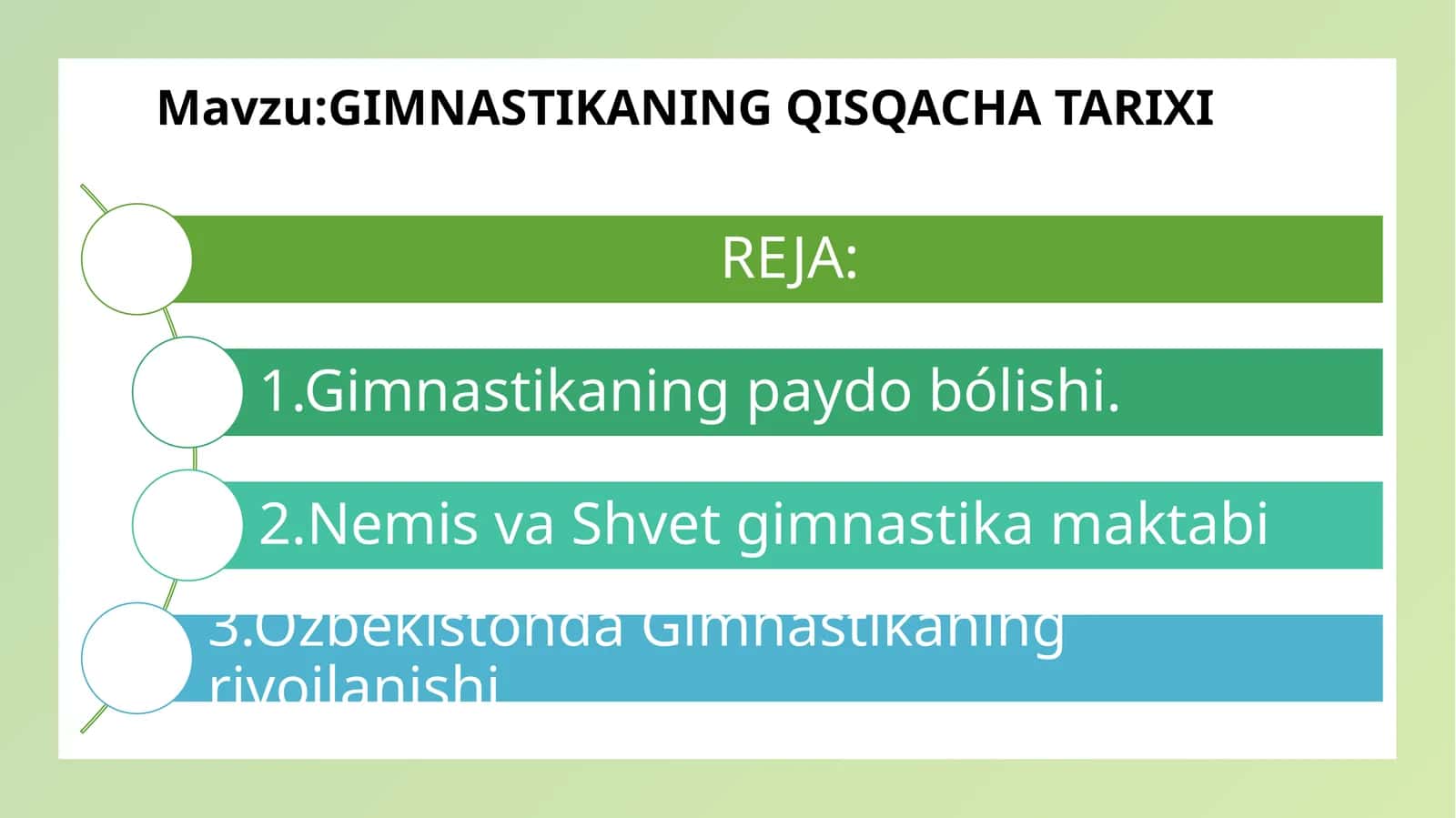 GIMNASTIKANING QISQACHA TARIXI