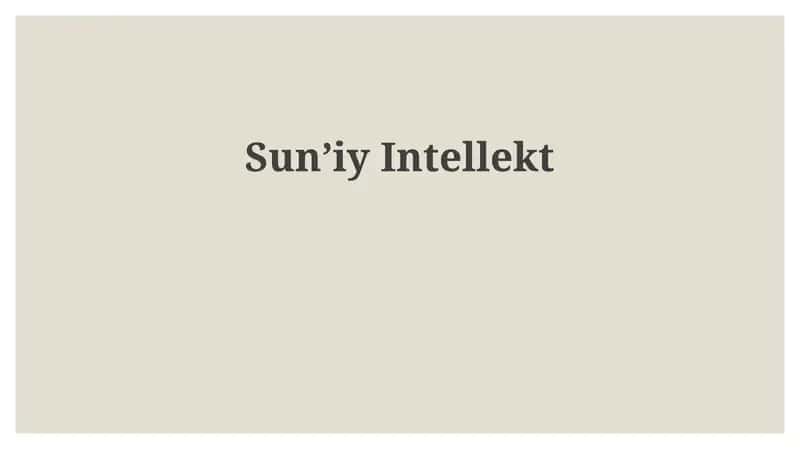 Sunʼiy Intellekt