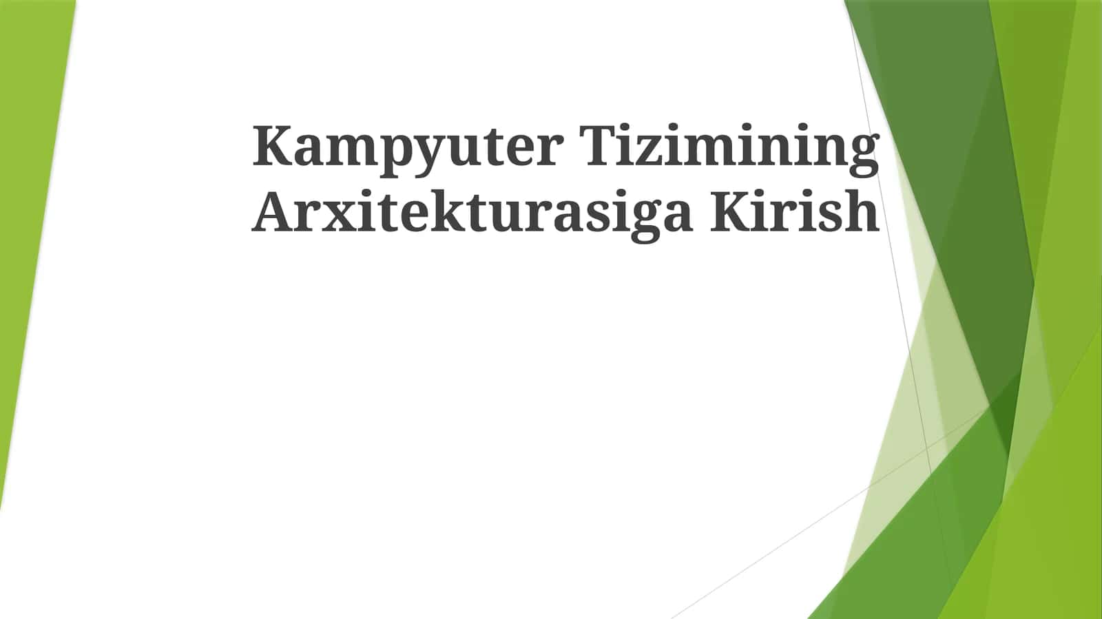 Kampyuter Tizimining Arxitekturasiga Kirish