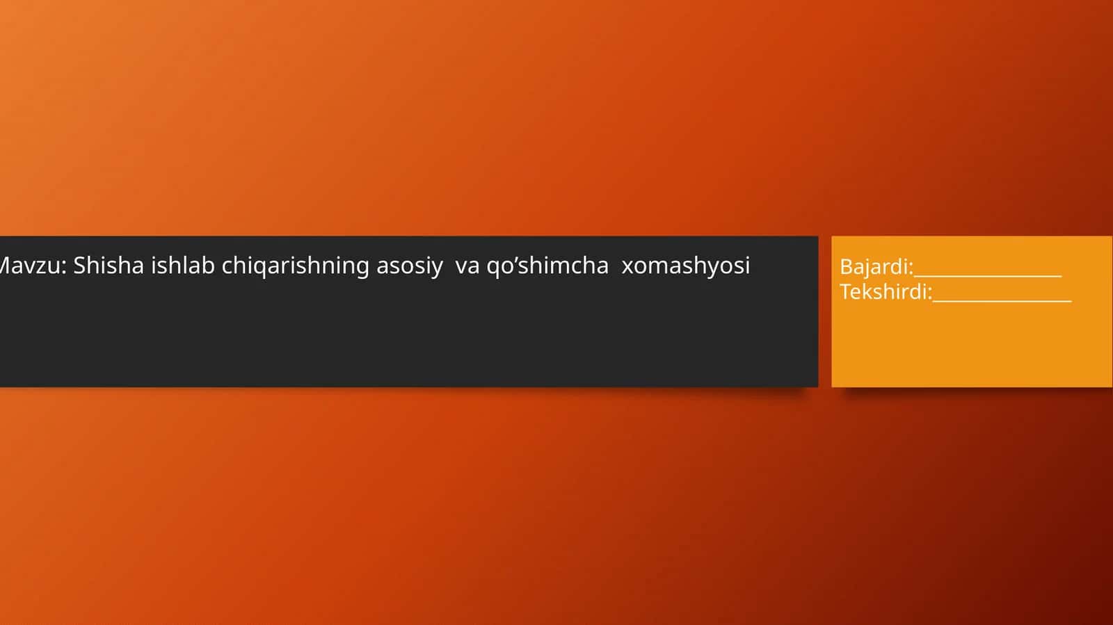 Shishaishlabchiqarishning asosiy va qo’shimcha xomashyosi
