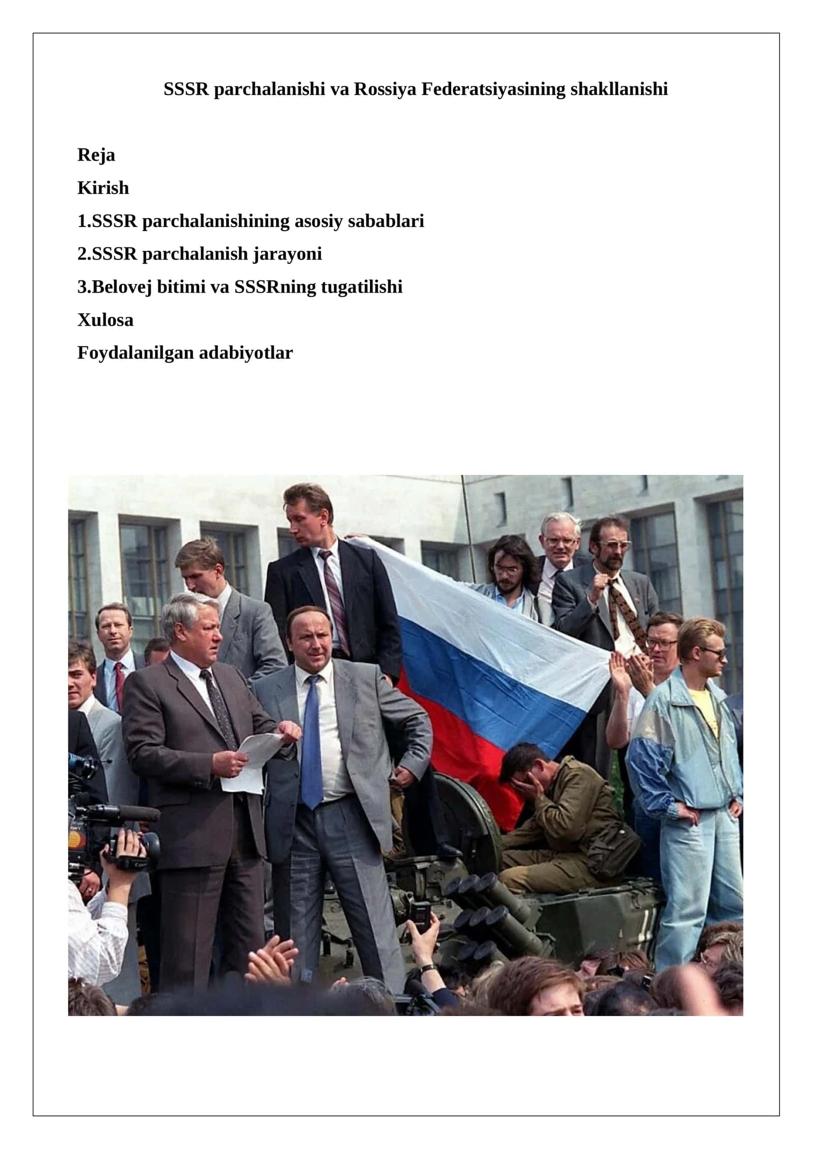 SSSR parchalanishi va Rossiya Federatsiyasining shakllanishi