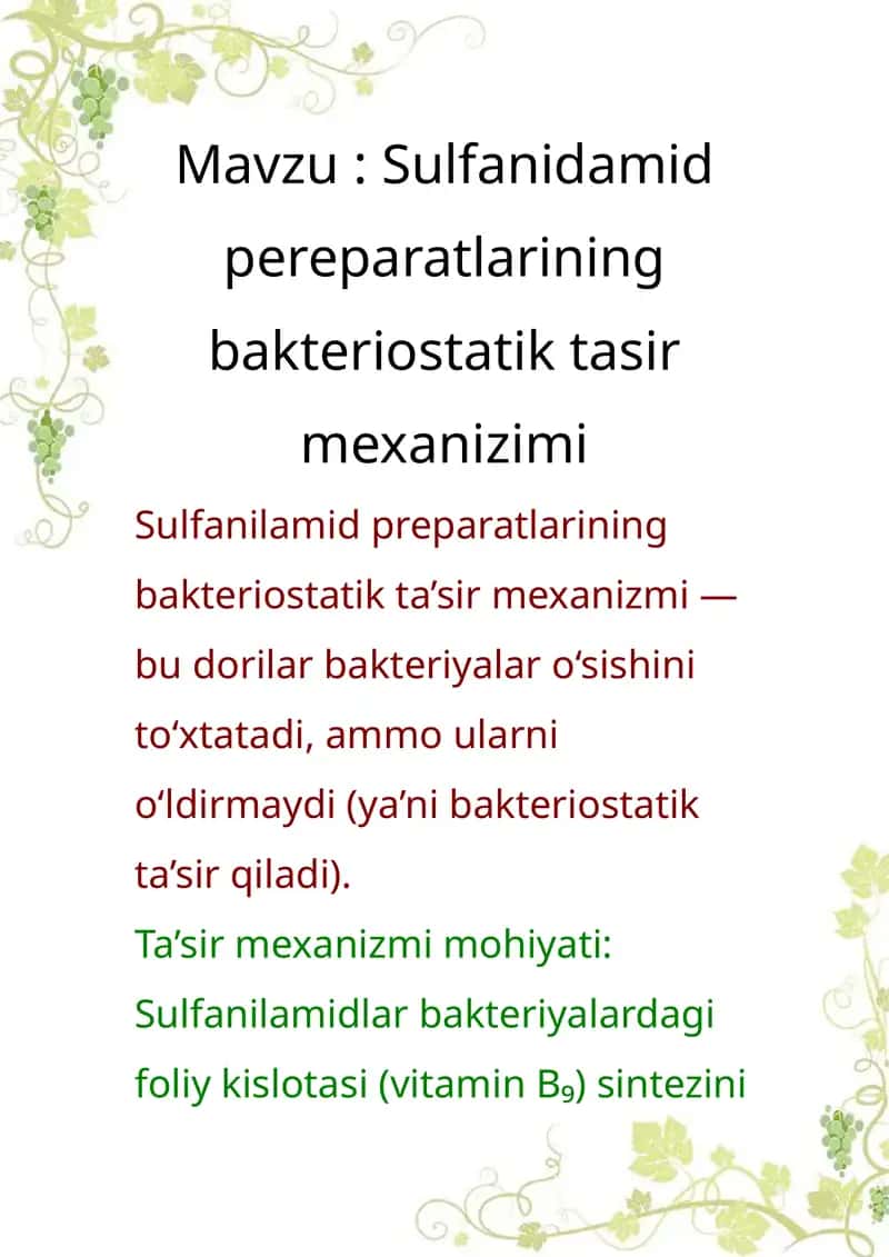 Sulfanidamid Preparatlari