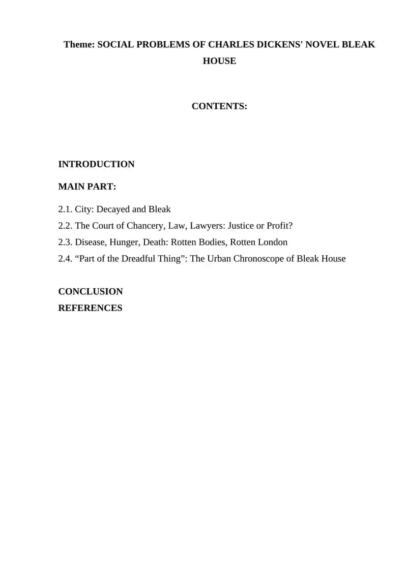 SOCIAL PROBLEMS OF CHARLES DICKENS' NOVEL BLEAK HOUSE