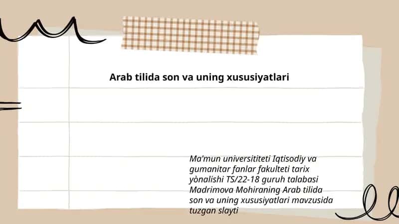 Arab tilida son va uning xususiyatlari