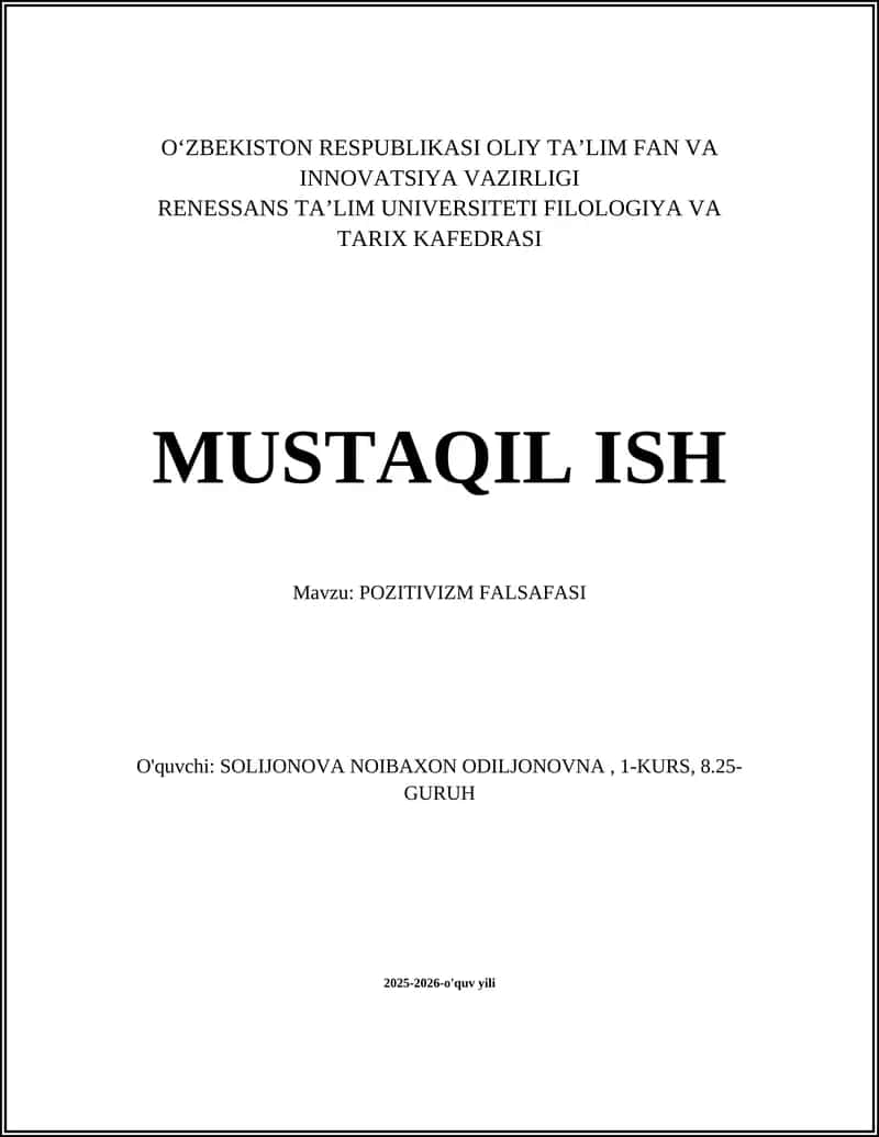 POZITIVIZM FALSAFASI