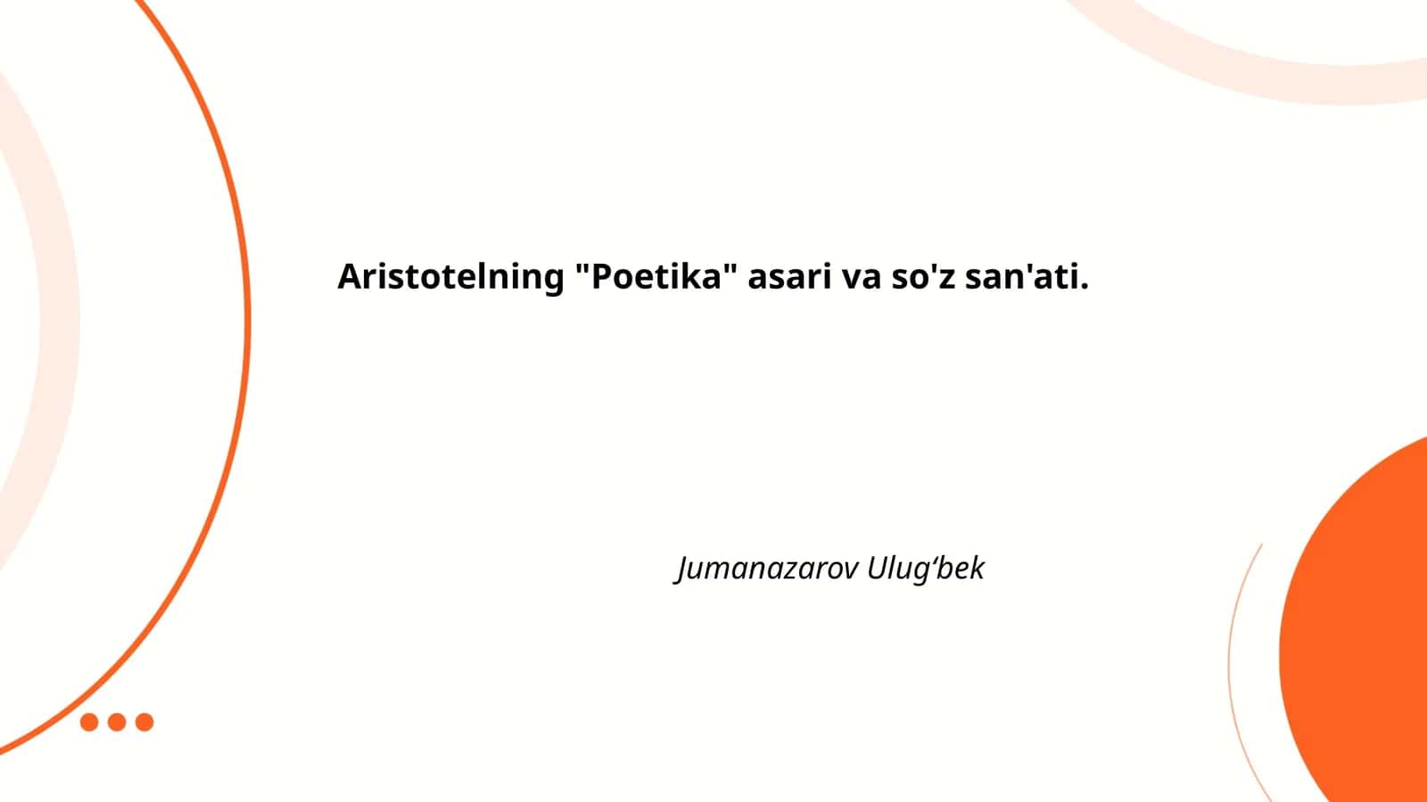 Aristotelning "Poetika" asari va so'z san'ati
