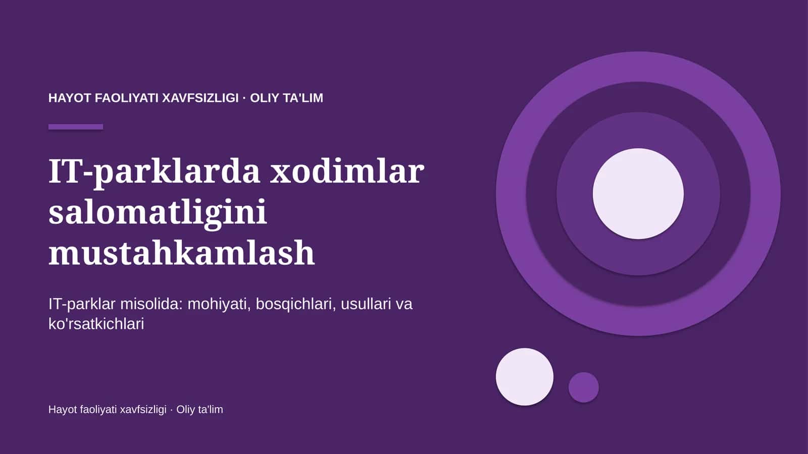 IT-parklarda xodimlar salomatligini mustahkamlash
