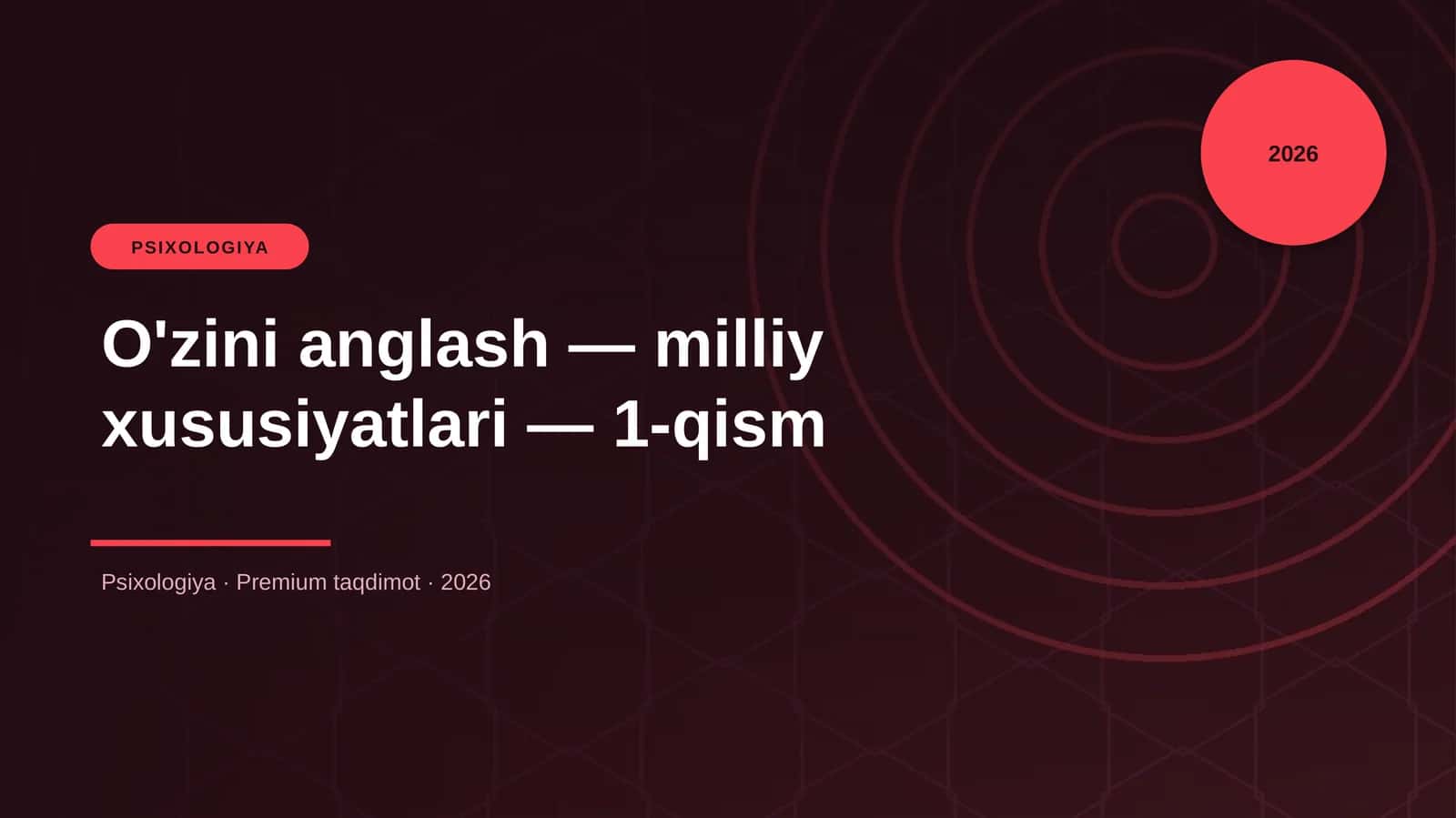 O'zini anglash — milliy xususiyatlari — 1-qism
