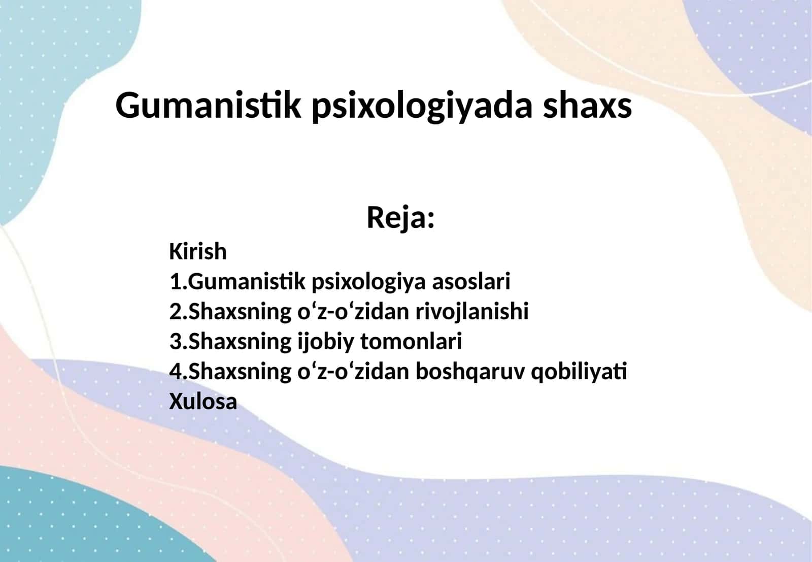 Gumanistik psixologiyada shaxs