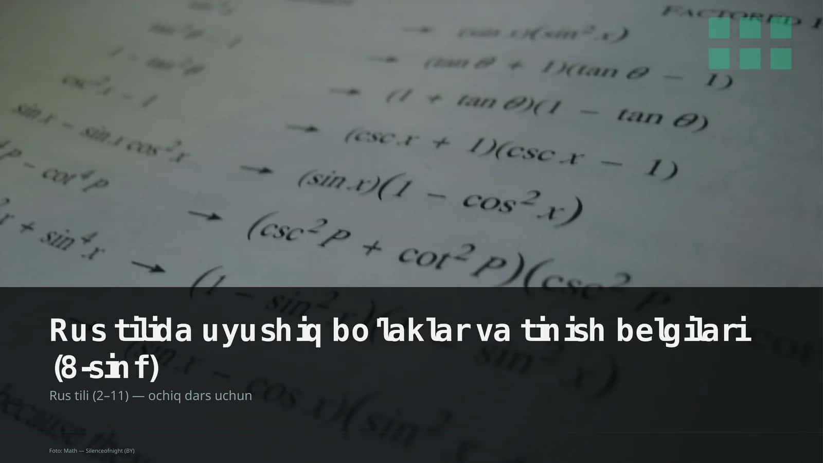 Rus tilida uyushiq bo'laklar va tinish belgilari (8-sinf)