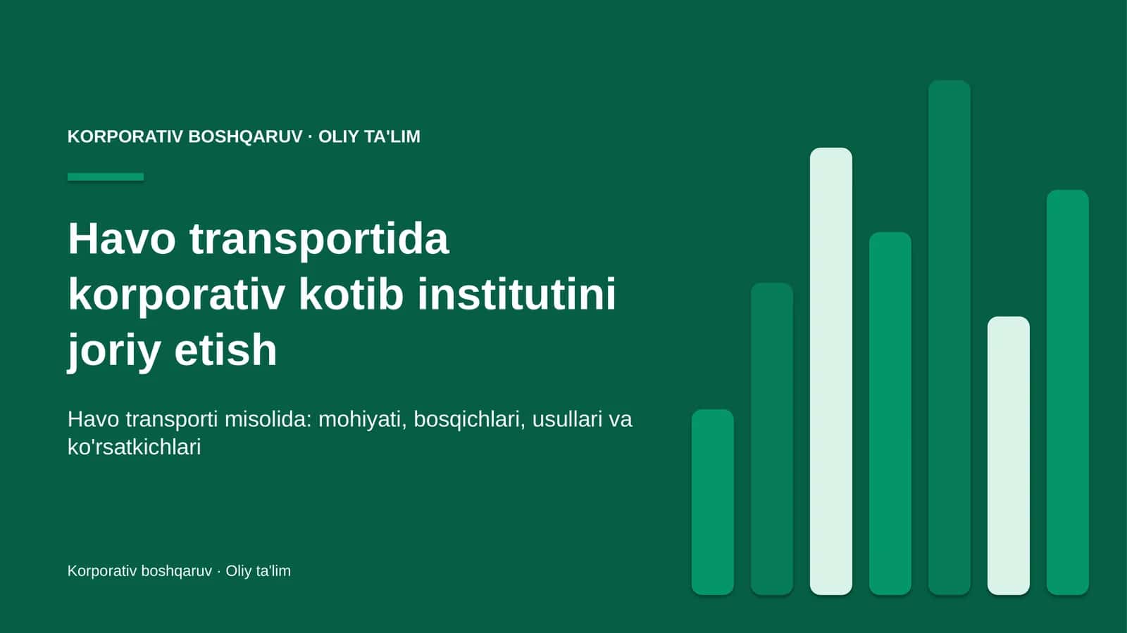 Havo transportida korporativ kotib institutini joriy etish
