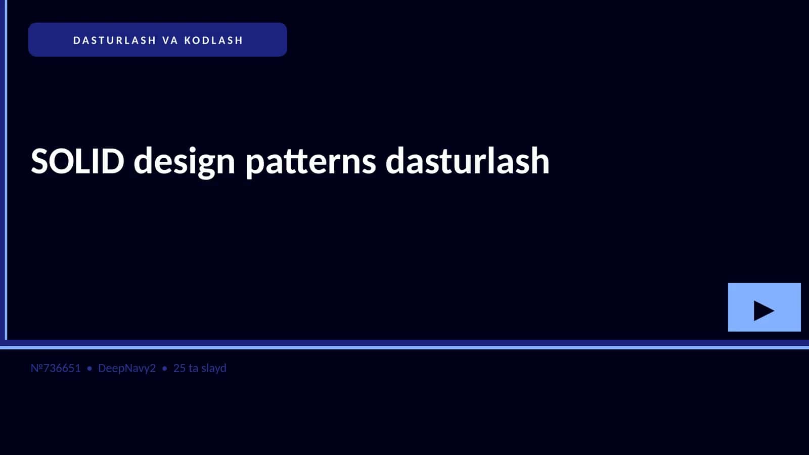 SOLID design patterns dasturlash